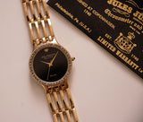 Rare vintage noir Jules Jurgensen Quartz montre avec boîte et papiers