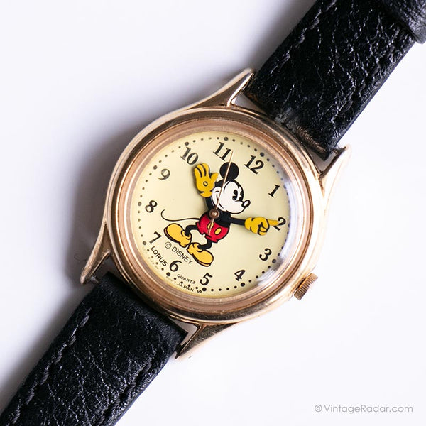 Clásico de tono de oro Mickey Mouse reloj | Disney Lorus Antiguo reloj