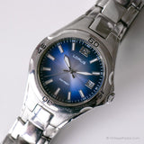 Vintage Edelstahl Lorus Uhr | Blaues Zifferblatt Japan Quarz Uhr