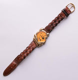1990er Jahre Vintage Timex Winnie the Pooh Geformt Uhr mit braunem Riemen