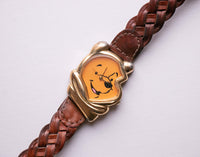 Vintage degli anni '90 Timex Winnie the Pooh Orologio a forma di cinturino marrone