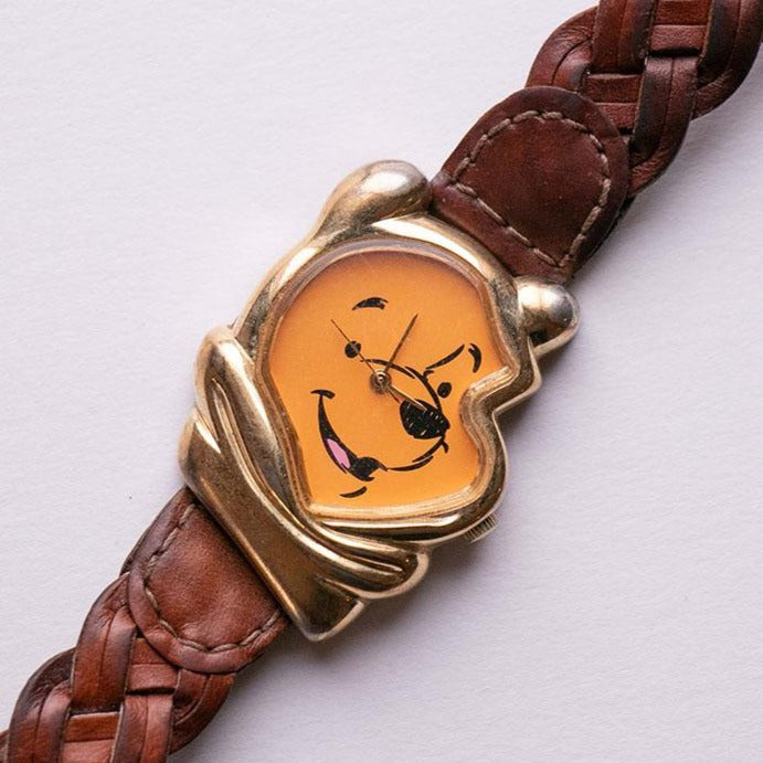 1990s Vintage Timex Winnie the Pooh Shaped Watch with Brown  display picture 1