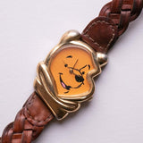 1990s Vintage Timex Winnie the Pooh Shaped Watch with Brown Strap