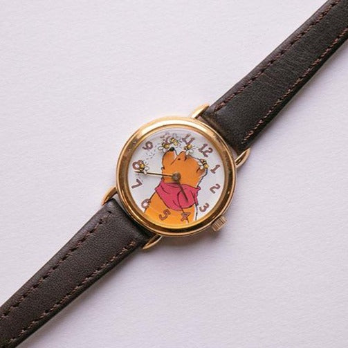 Disney Watch Winnie the Pooh and bees Brown Leather Band Disney Winnie the Pooh Analog Watch with Honey Theme, Easy  main image 3