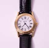 Vintage clásico Guess reloj con correa de cuero negro y números romanos
