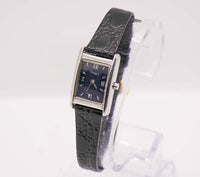 Vintage Regent Rectangular Stainless Steel Watch with Blue Dial