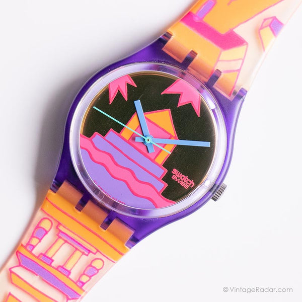 Vintage 1991 Swatch GV105 Pink Avis Uhr | SELTEN Swatch Mann Uhr