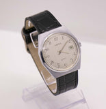 Vintage Karex Quartz Date Watch for Men | Silver-tone Mens Wristwatch