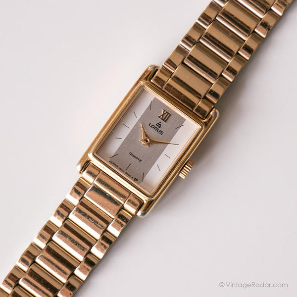 Vintage Elegant Lorus Watch for Her | Gold-tone Rectangular Watch