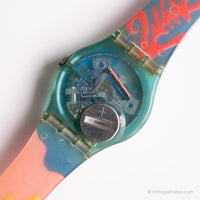 خمر 1989 Swatch GN703 Passion Flower Watch | الرجعية Swatch راقب
