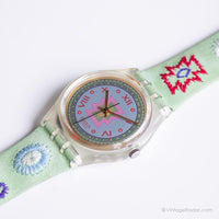 خمر 1992 Swatch GK154 Cuzco Watch | 90s الأخضر Swatch راقب