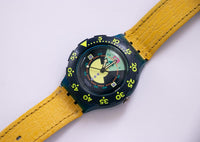 1991 خمر swatch الإلهية SDN102 ساعة | 90s الصفراء scuba swatch راقب