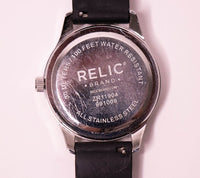 Silberton Relic von Fossil Quarz Uhr mit Gemstones Vintage