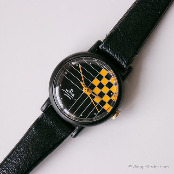 خمر أسود Lorus مشاهدة مع الأنماط الهندسية | ساعة كوارتز اليابان