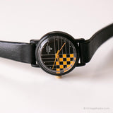 Nero vintage Lorus Guarda con motivi geometrici | Giappone orologio al quarzo