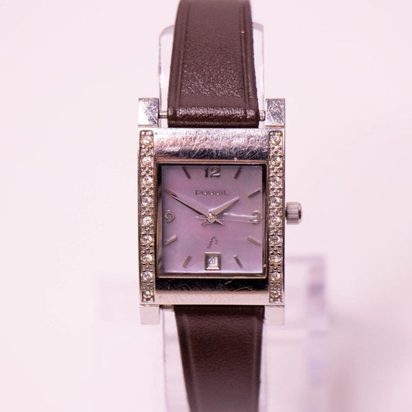 Fossil Reloj de pulsera de dial de la madre de perlas para mujeres con piedras preciosas vintage