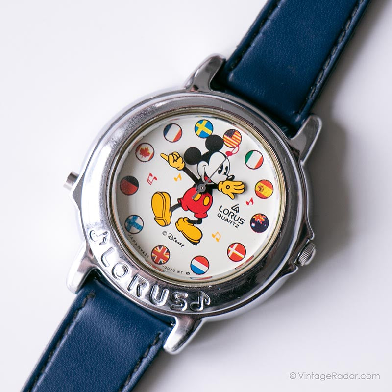 Musical Lorus Mickey Mouse V421-0020 Z0 Watch | World Flags