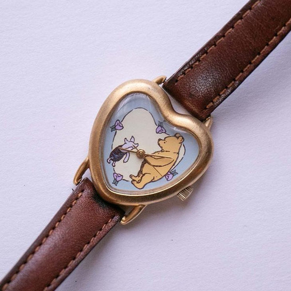 Winnie The Pooh en forma de corazón reloj | Disney Ingersoll Antiguo reloj