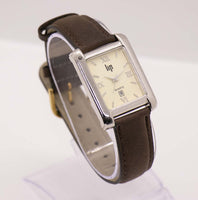 Labio de color plateado rectangular reloj | Vintage Frenchwatch Unisex