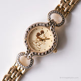 Antiguo Disney Vestido reloj para ella | Tono dorado Mickey Mouse reloj