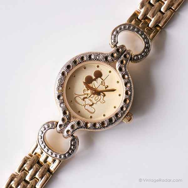 Vintage Disney Dress Watch for Her | Gold-tone Mickey Mouse Watch