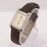 Silberton-Lippenrechte-Rechteck Uhr | Vintage französische Armbanduhr Unisex