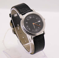 Minimalist Black Dial Alcatel Swiss-made Stainless Steel Date Watch