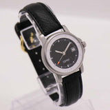 Quartz d'Esprit noir minimaliste montre | Date vintage de ton argenté montre