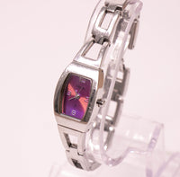 Rango de color púrpura Fossil F2 de cuarzo F2 reloj Todo acero inoxidable
