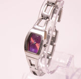 Vintage Purple-Dial Fossil F2 Quarz Frauen Uhr Nur rostfreier Stahl