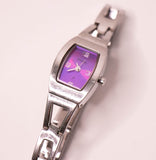 Vintage Purple-Dial Fossil F2 Quartz Women's Watch All Stainless Steel