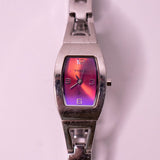 Vintage Purple-Dial Fossil F2 Quarz Frauen Uhr Nur rostfreier Stahl