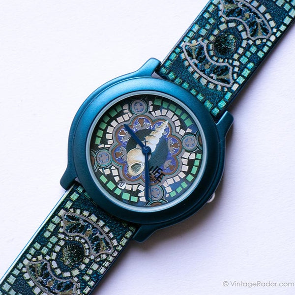 عتيقة زرقاء ماندالا الفسيفساء ساعة | الحياة البوهيمية من Adec Quartz Watch