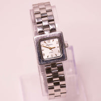 Vintage Silver-tone Fossil Steel Watch for Women with Square Dial