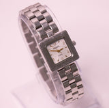 Vintage Silver-tone Fossil Steel Watch for Women with Square Dial