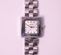 Vintage Silver-Tone Fossil Stahl Uhr Für Frauen mit quadratischem Zifferblatt