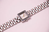 Tono plateado vintage Fossil Acero reloj para mujeres con dial cuadrado