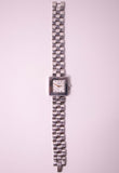Vintage Silver-Tone Fossil Stahl Uhr Für Frauen mit quadratischem Zifferblatt