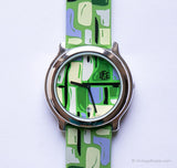 Vintage Green-Dial LIFE BY ADEC Watch with Yellow and Purple Details