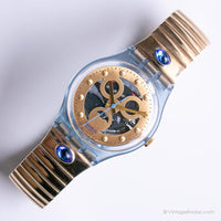 خمر 1991 Swatch GN123 GN124 Gold Smile Watch | نغمة الذهب Swatch