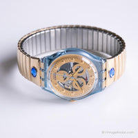 Vintage 1991 Swatch GN123 GN124 Gold Smile reloj | Tono dorado Swatch
