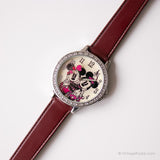 Vintage Silver-Tone Mickey und Minnie Mouse Uhr | Groß Disney Uhr