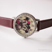 Mickey de tonos plateados vintage y Minnie Mouse reloj | Grande Disney reloj