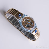 Vintage 1991 Swatch GN123 GN124 Gold Smile reloj | Tono dorado Swatch