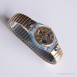 Vintage 1991 Swatch GN123 GN124 Gold Lächeln Uhr | Gold-Ton Swatch