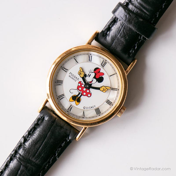 Élégant Disney montre par Pulsar | Tone d'or vintage Minnie Mouse montre