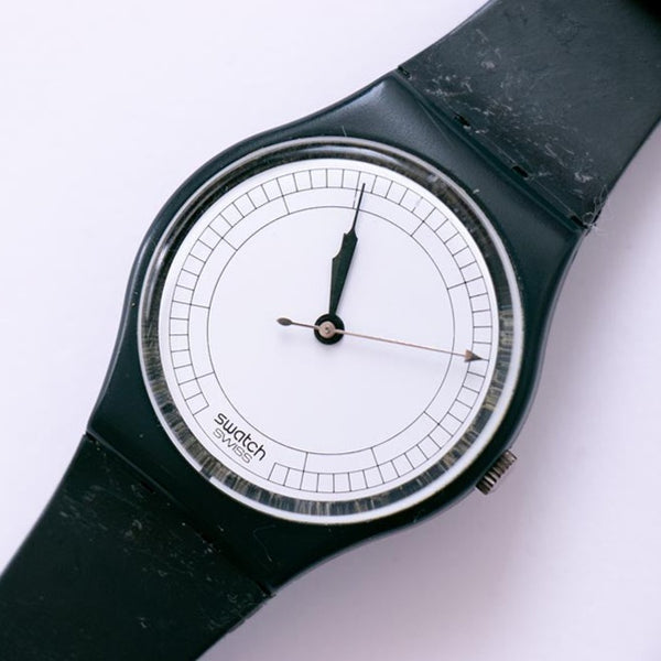 INC. GA103 الحد الأدنى الأسود خمر Swatch مشاهدة | سويسري جعل الساعة