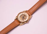 Vintage Gold-tone Fossil Quartz Watch for Women with Skeleton Dial