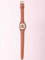 Tono de oro vintage Fossil Cuarzo reloj para mujeres con marcado de esqueleto