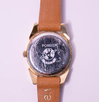 Vintage Gold-tone Fossil Quartz Watch for Women with Skeleton Dial